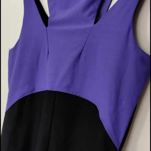 Swim gym athletic sport top running dance top purple and black swimming suit top - Picture 5 of 5